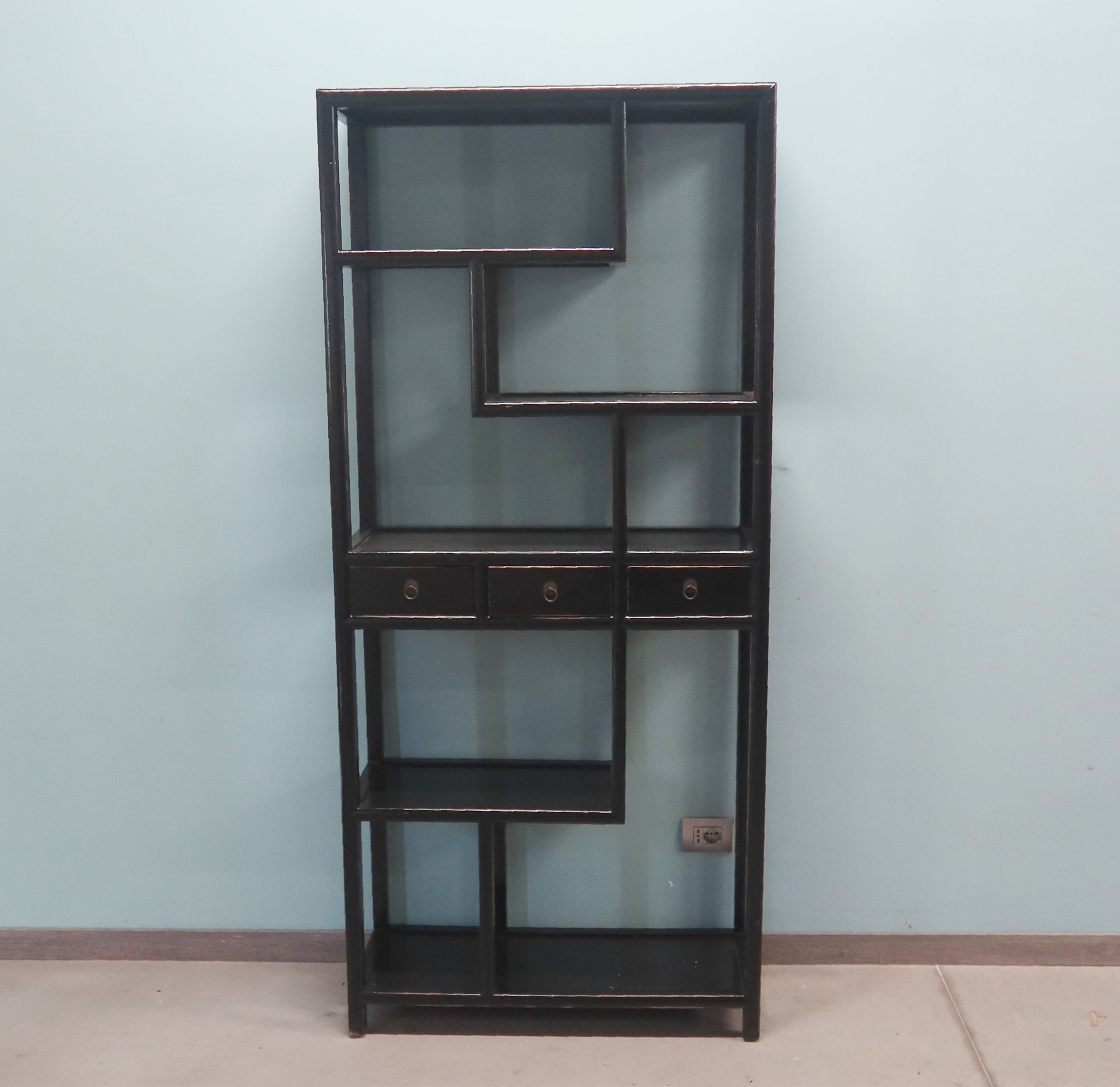 LIBRERIA CINESE ASIMMETRICA LACCA NERA