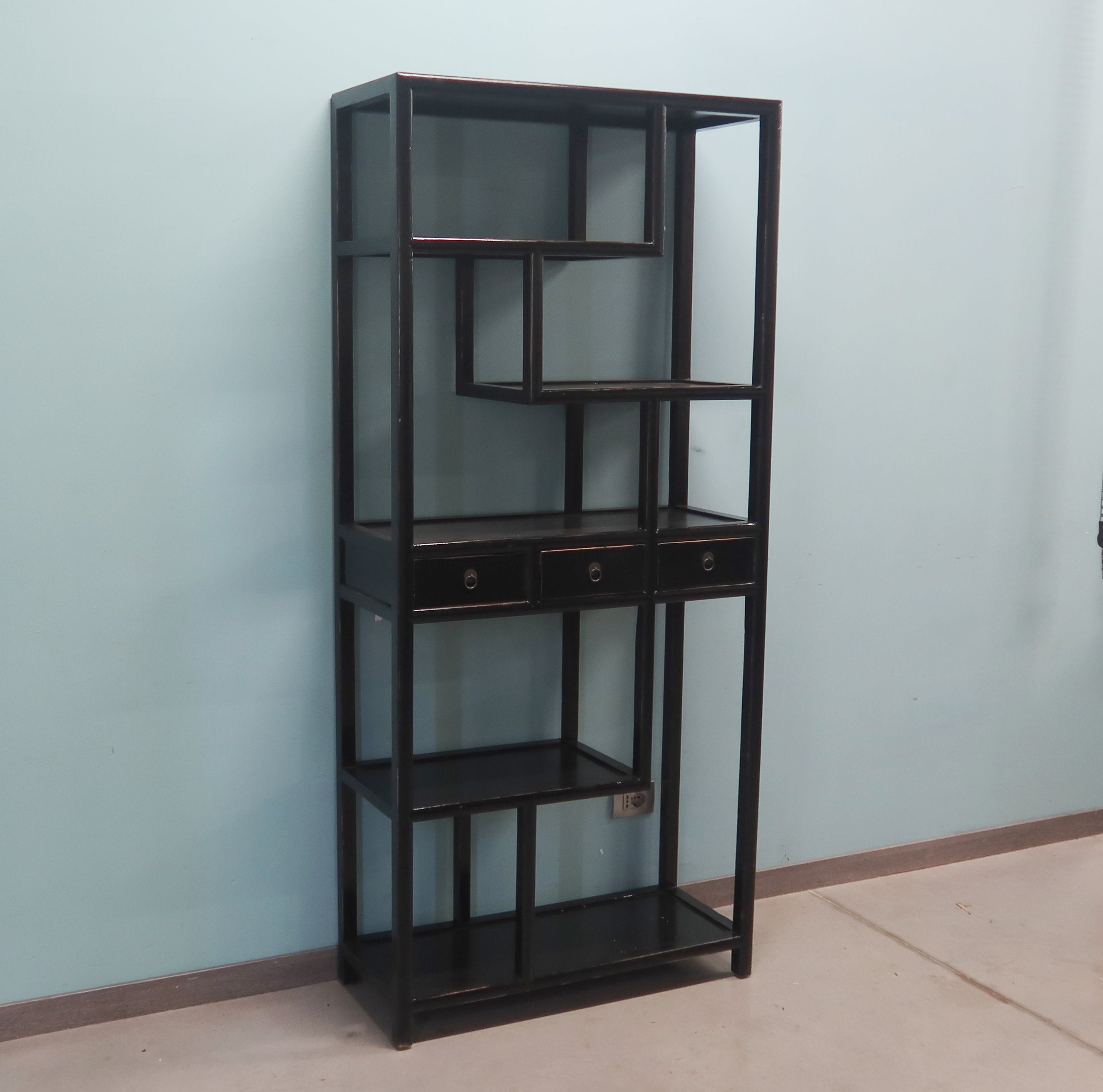 LIBRERIA CINESE ASIMMETRICA LACCA NERA