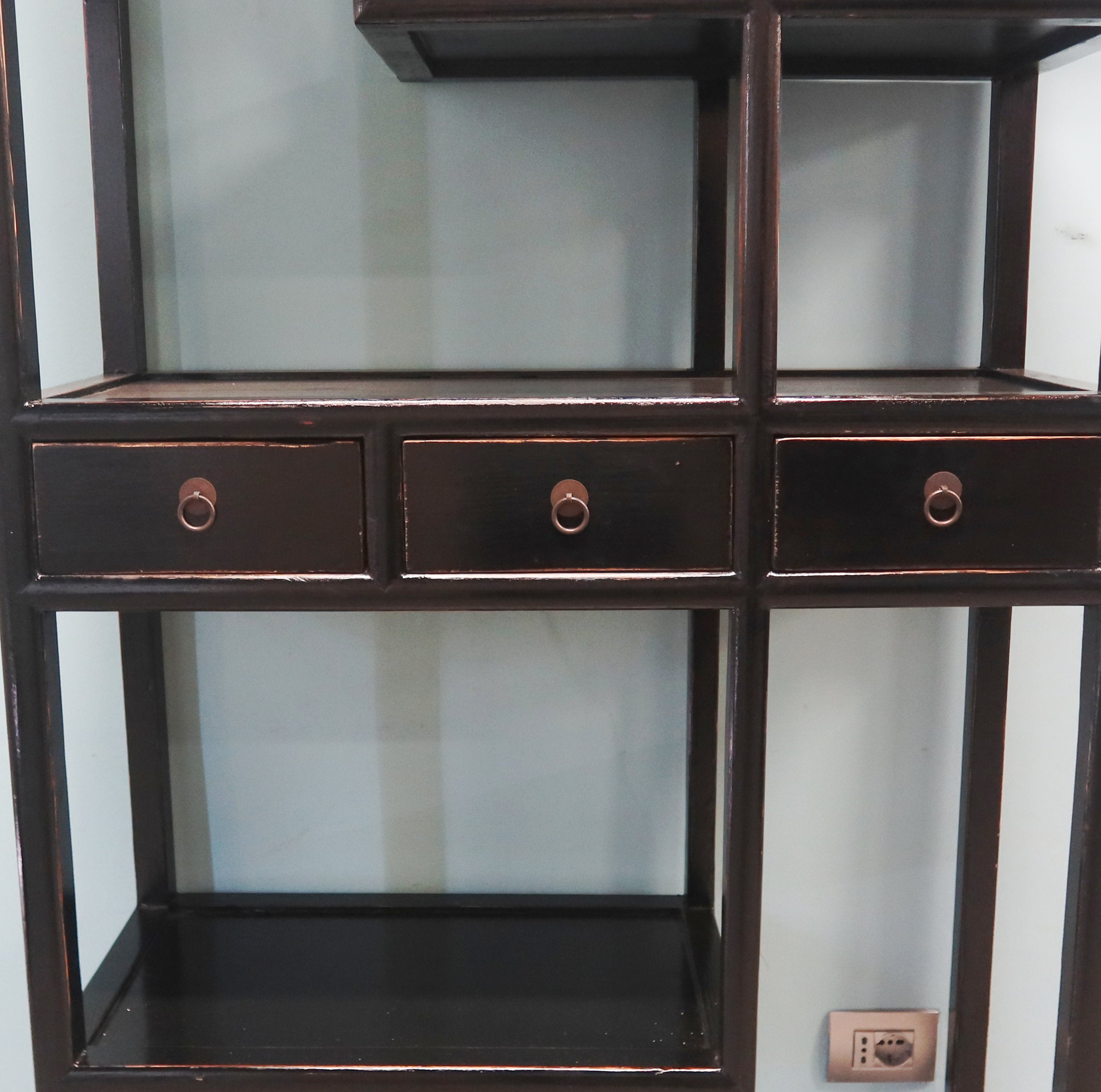 LIBRERIA CINESE ASIMMETRICA LACCA NERA