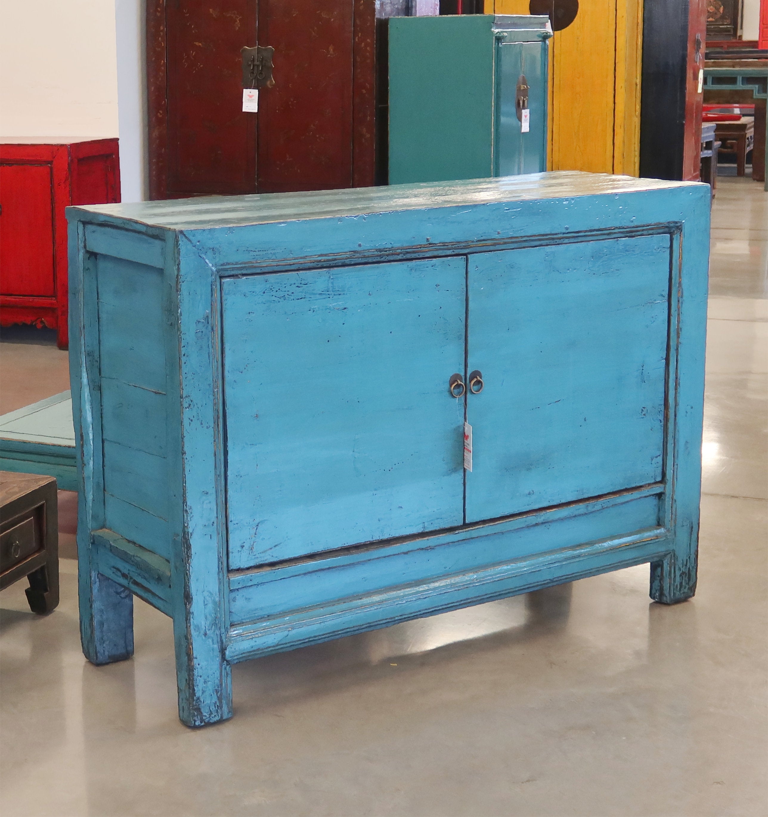 CREDENZA CNESE LACCA AZZURRA 2 ANTE