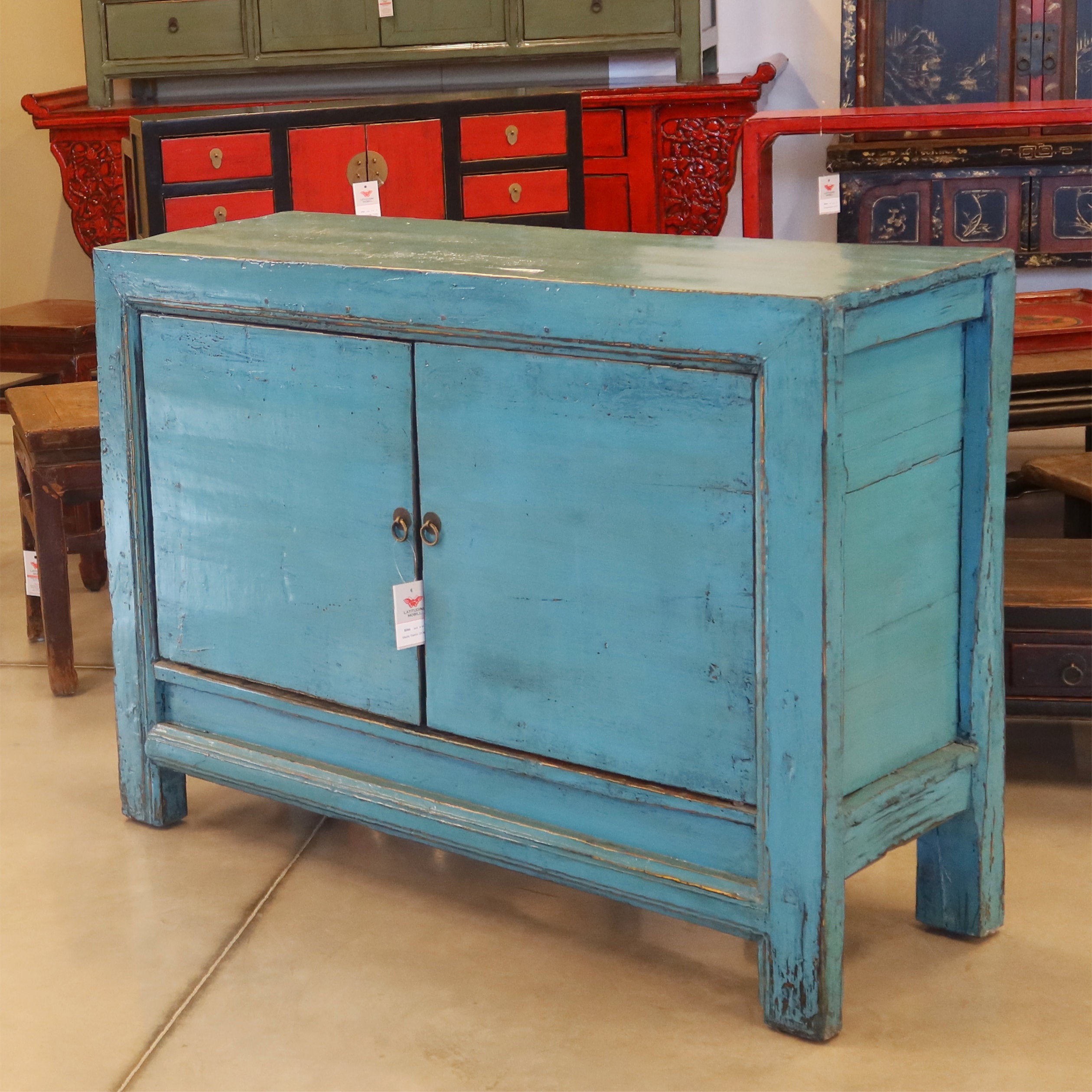 CREDENZA CNESE LACCA AZZURRA 2 ANTE