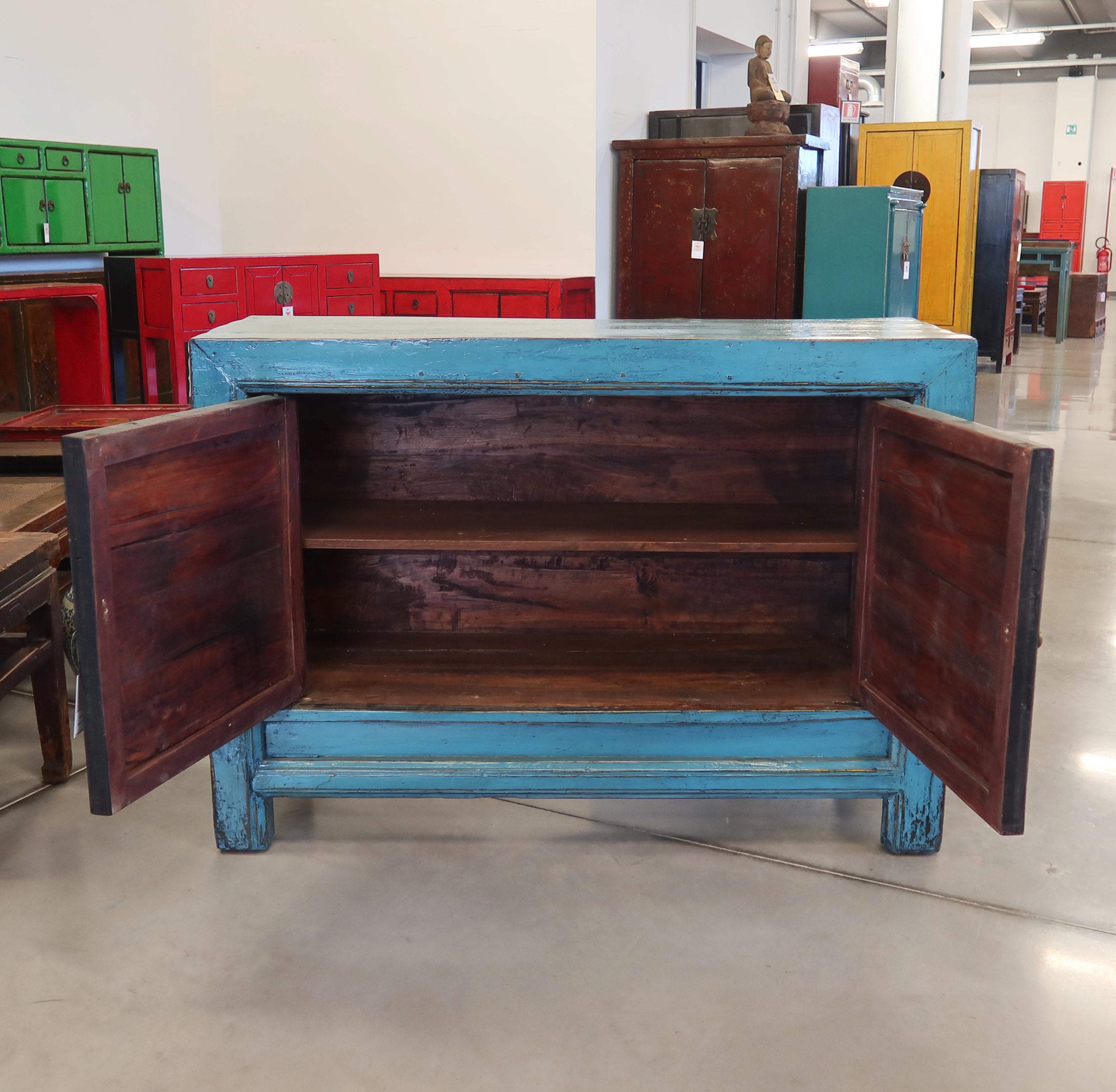 CREDENZA CNESE LACCA AZZURRA 2 ANTE