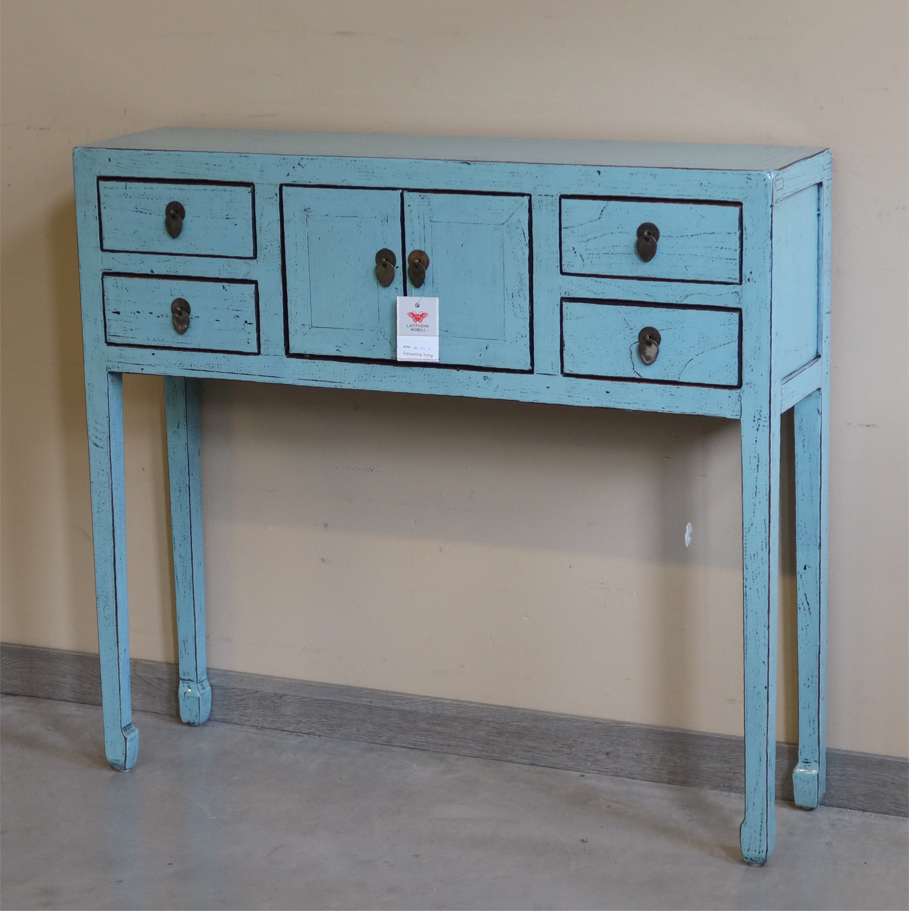 CONSOLLE CINESE LACCA AZZURRA