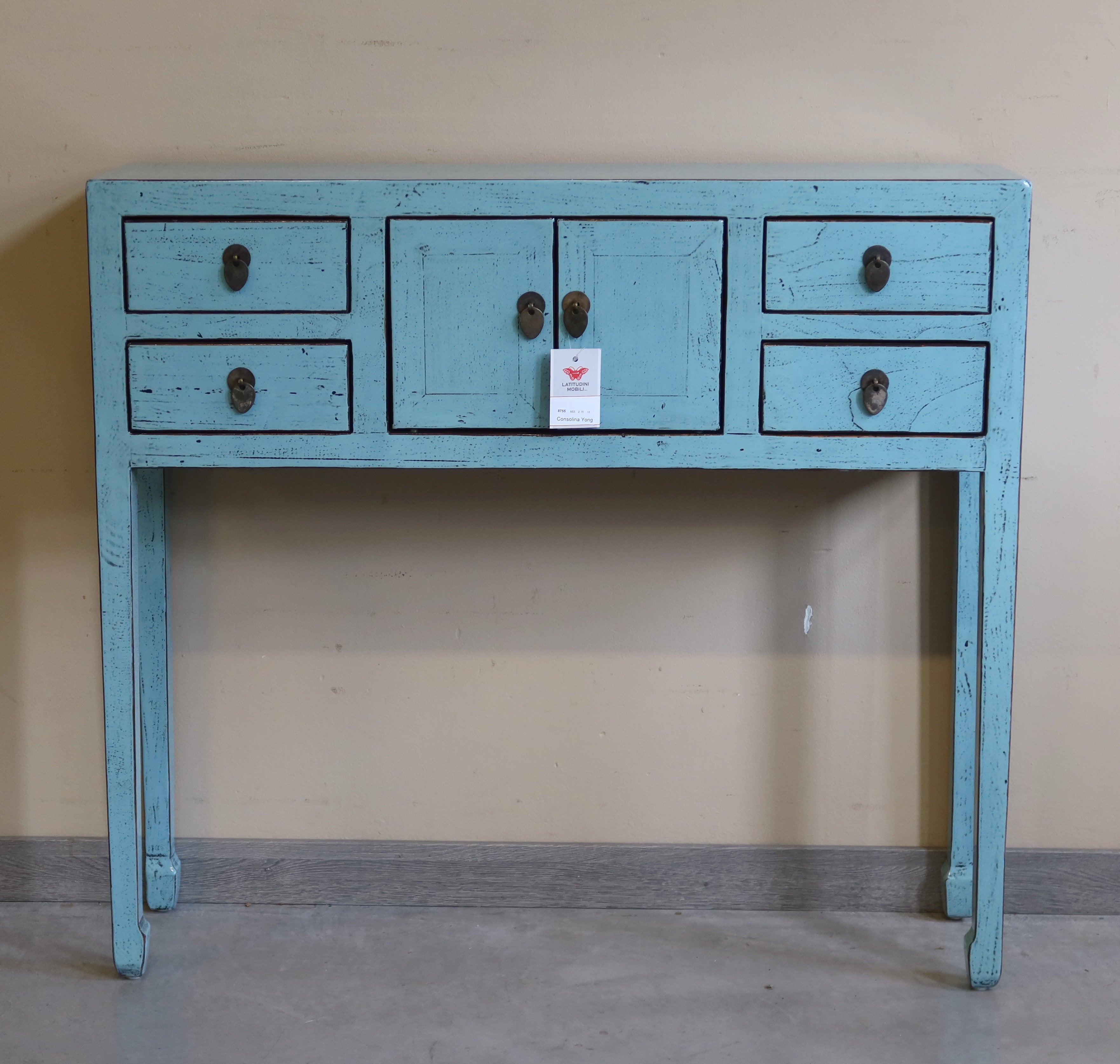 CONSOLLE CINESE LACCA AZZURRA
