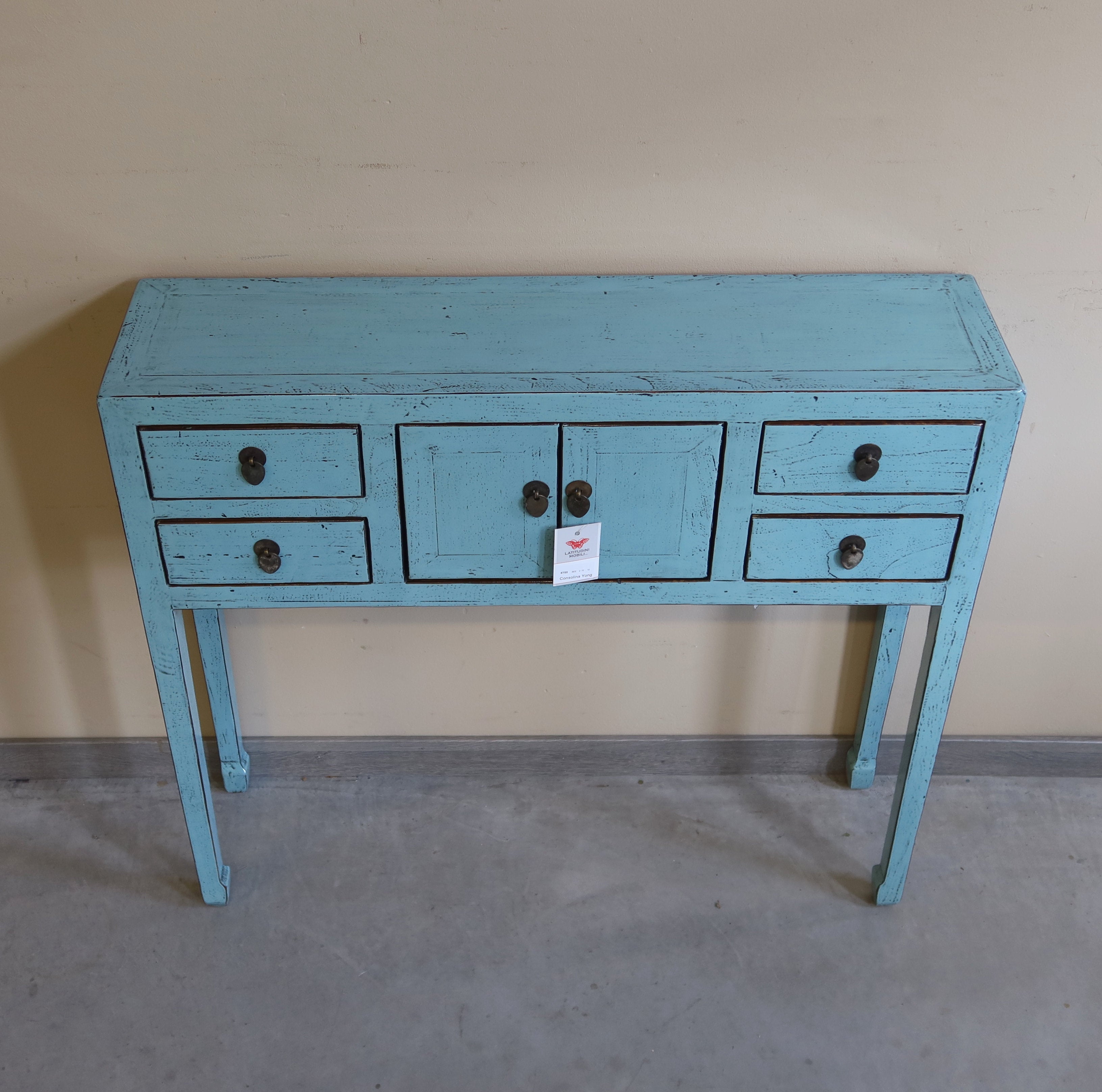 CONSOLLE CINESE LACCA AZZURRA
