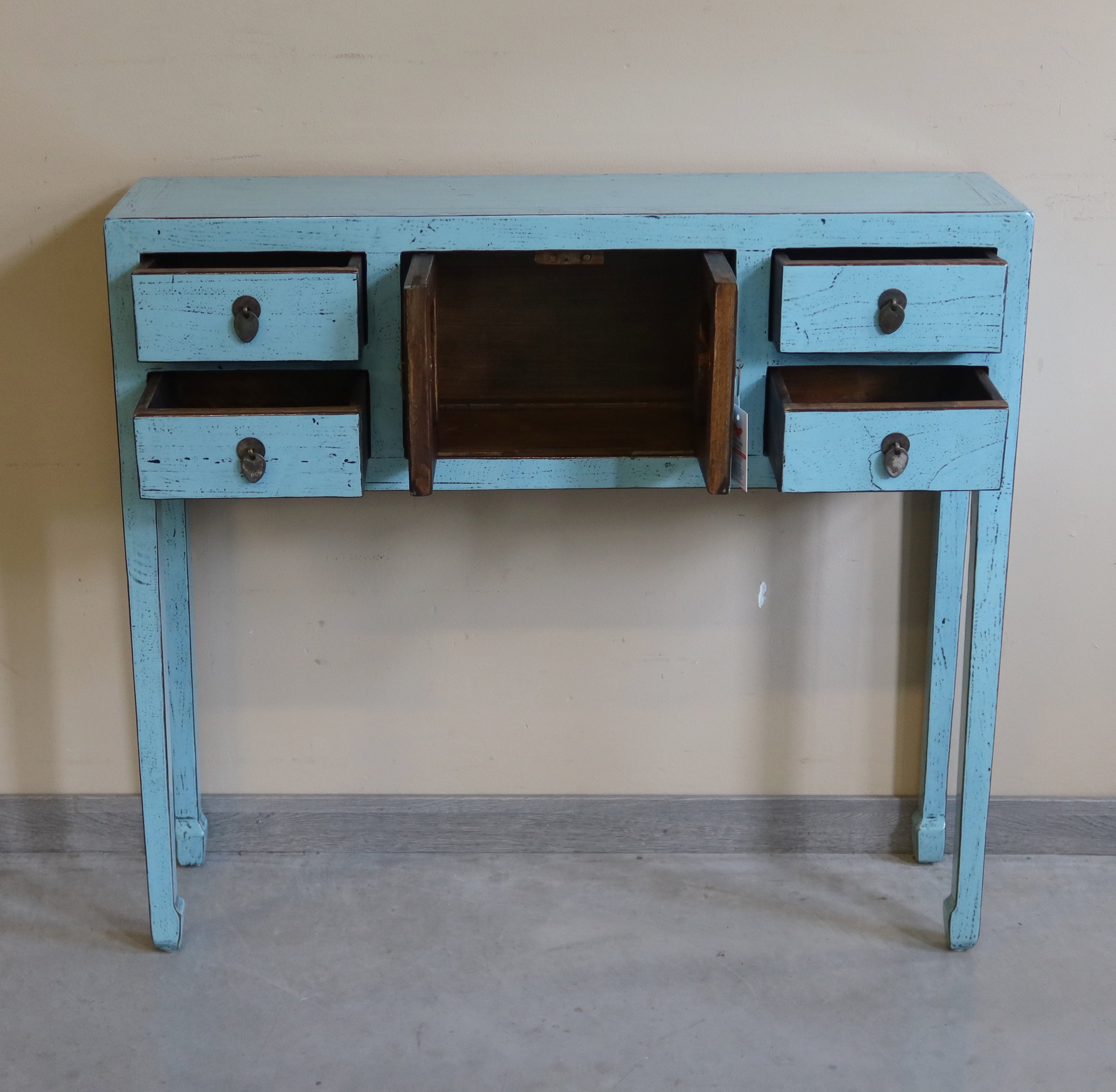 CONSOLLE CINESE LACCA AZZURRA