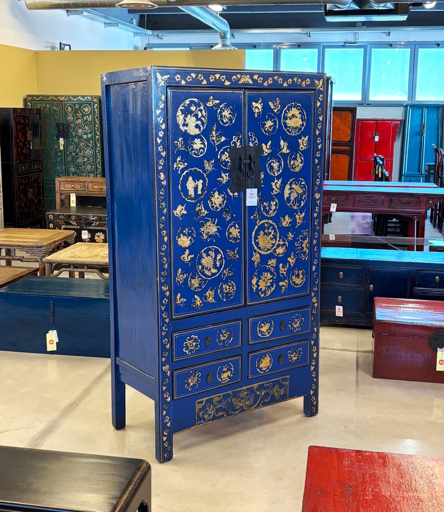 ARMADIO CINESE DELLO SHANXI LACCA BLU DEC