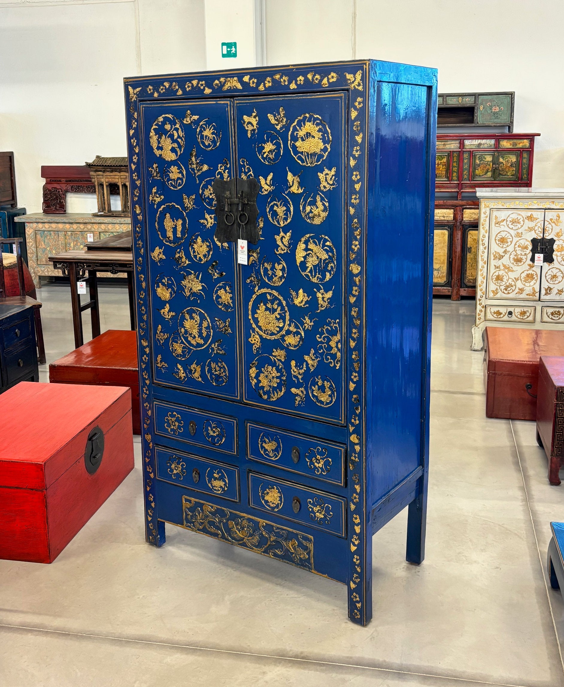 ARMADIO CINESE DELLO SHANXI LACCA BLU DEC