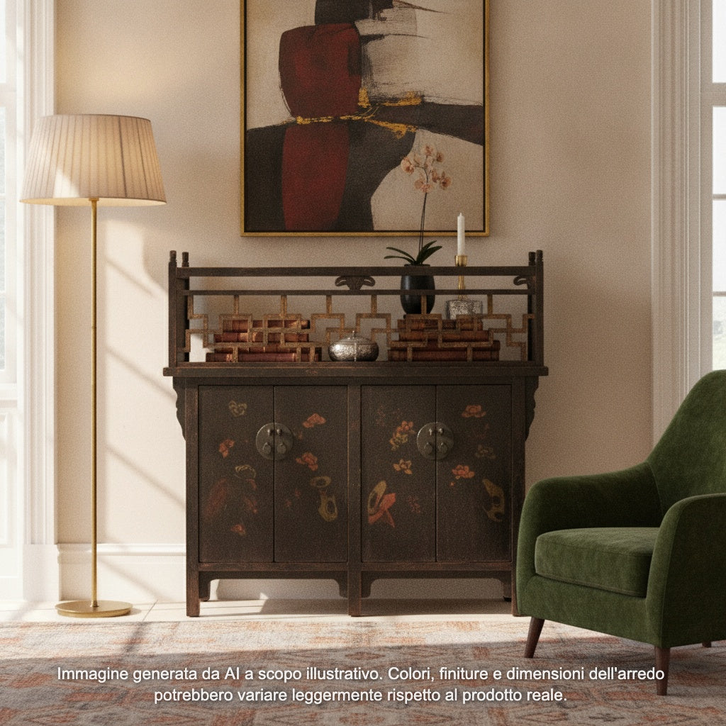 CREDENZA CINESE DECORATA CON "BALAUSTRA"