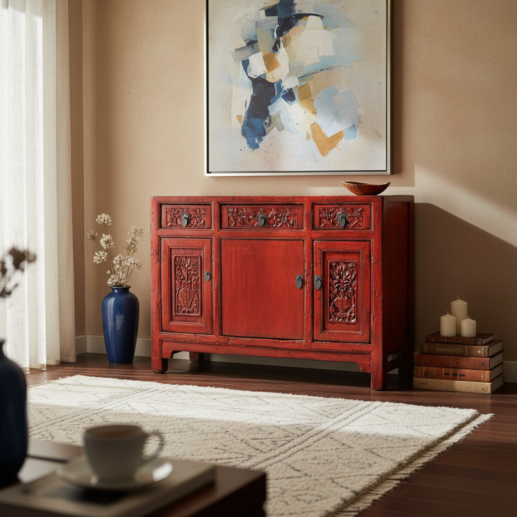 CREDENZA CINESE LACCA ROSSA