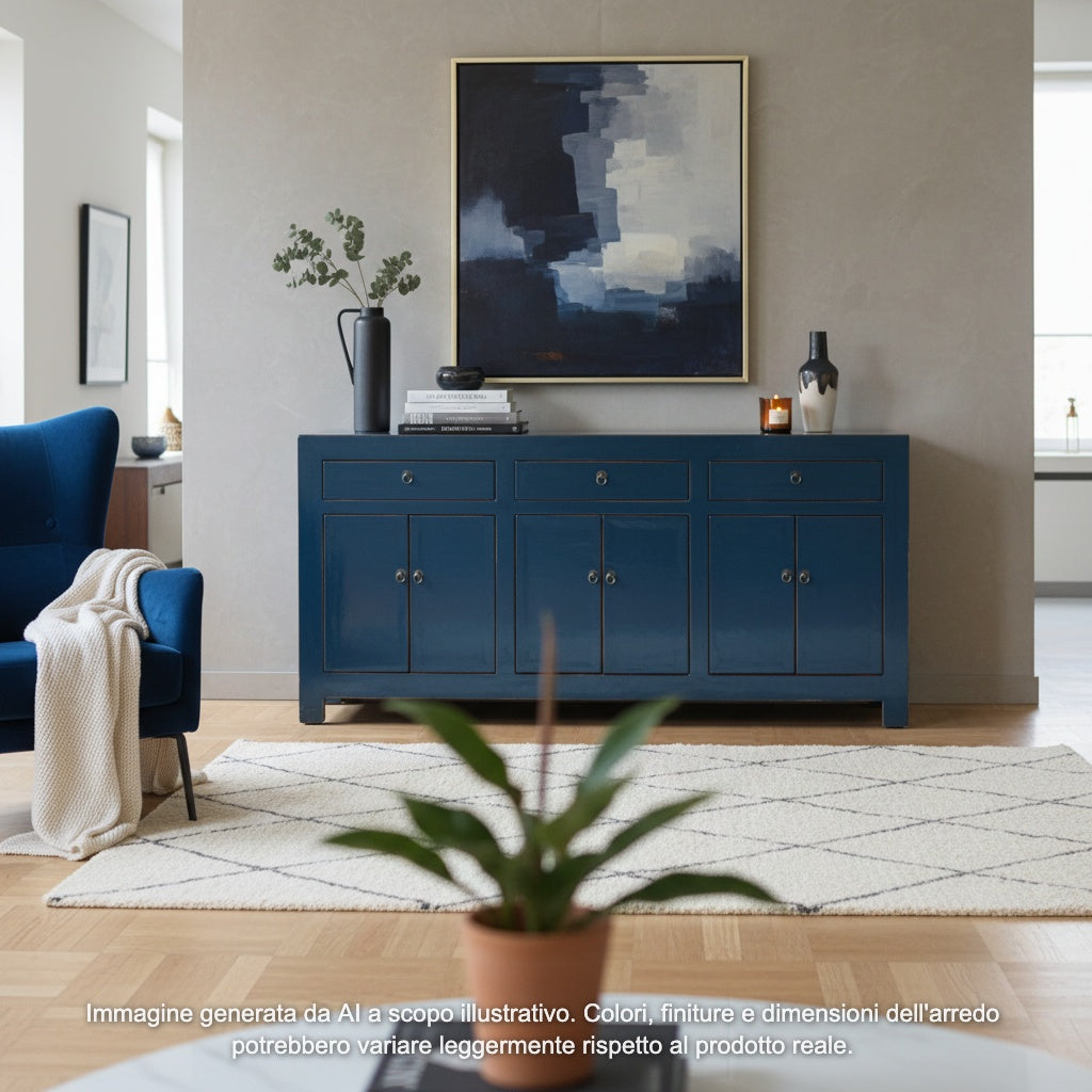 CREDENZA CINESE LACCA BLU