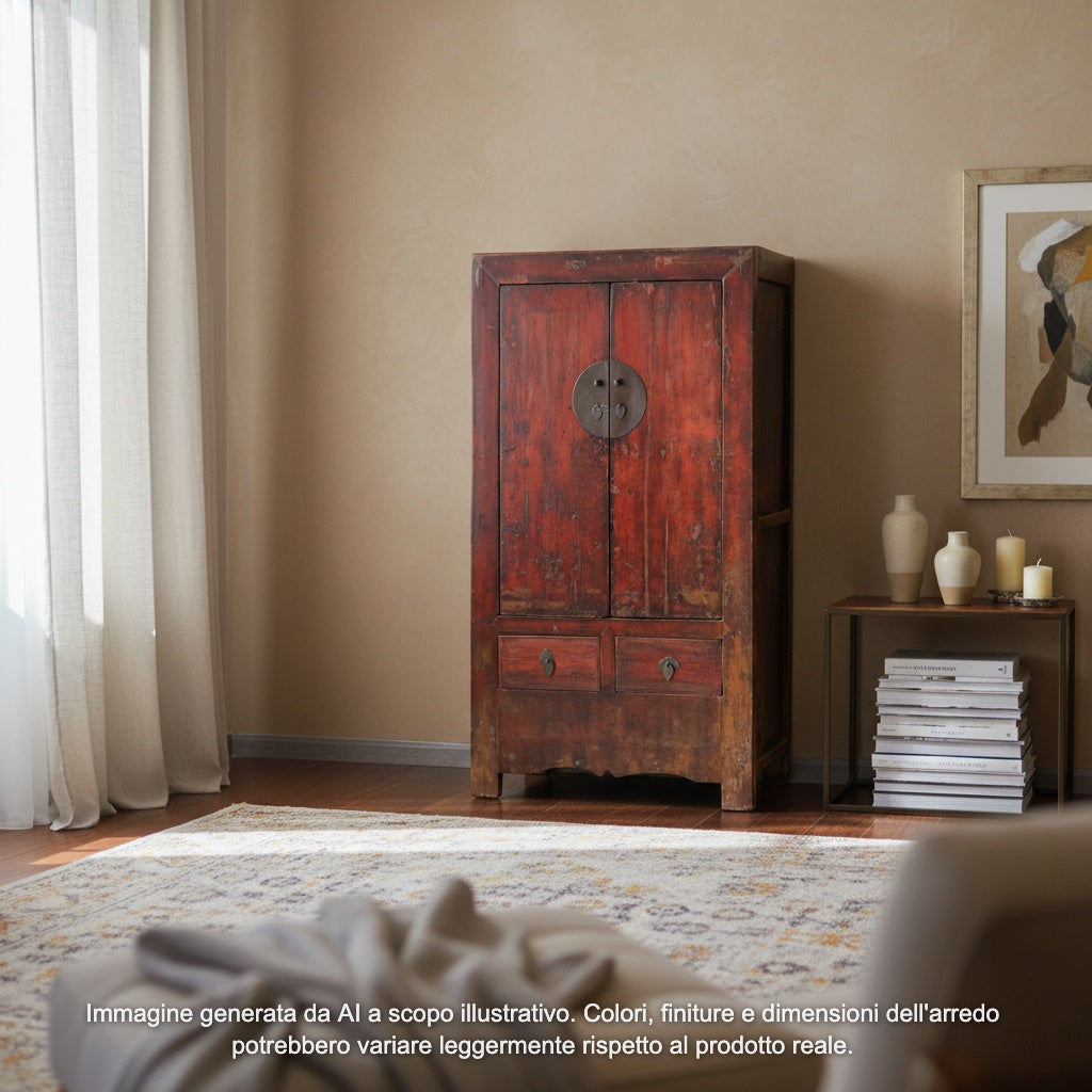 ARMADIO CINESE IN PATINA ROSSA