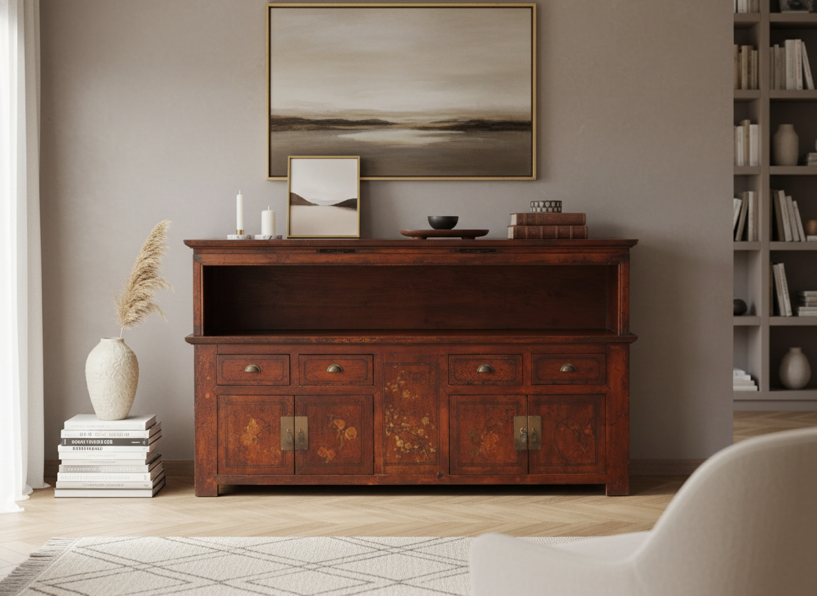 LUNGA CREDENZA GANZU CON DEC. LIEVE E VANO GIORNO