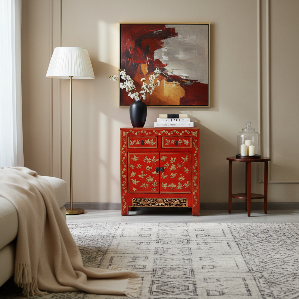 CREDENZINA CINESE DELLO SHANXI DECORATA