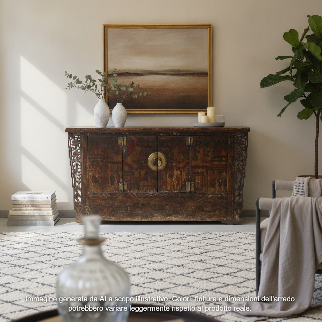 CREDENZA GANZU DEC LIEVE ALI INTAGLIATE
