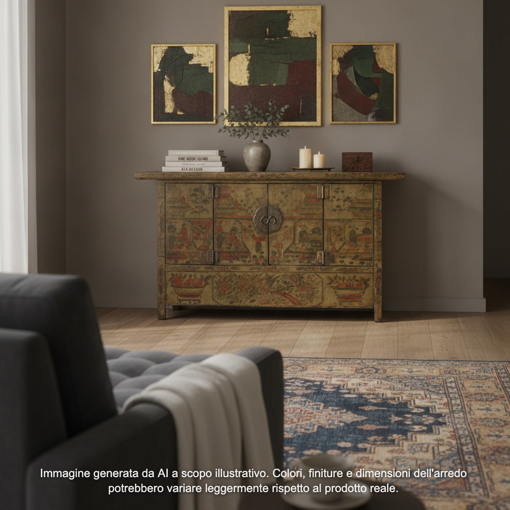 CREDENZA GANZU DECORATA TOP AGGETTANTE