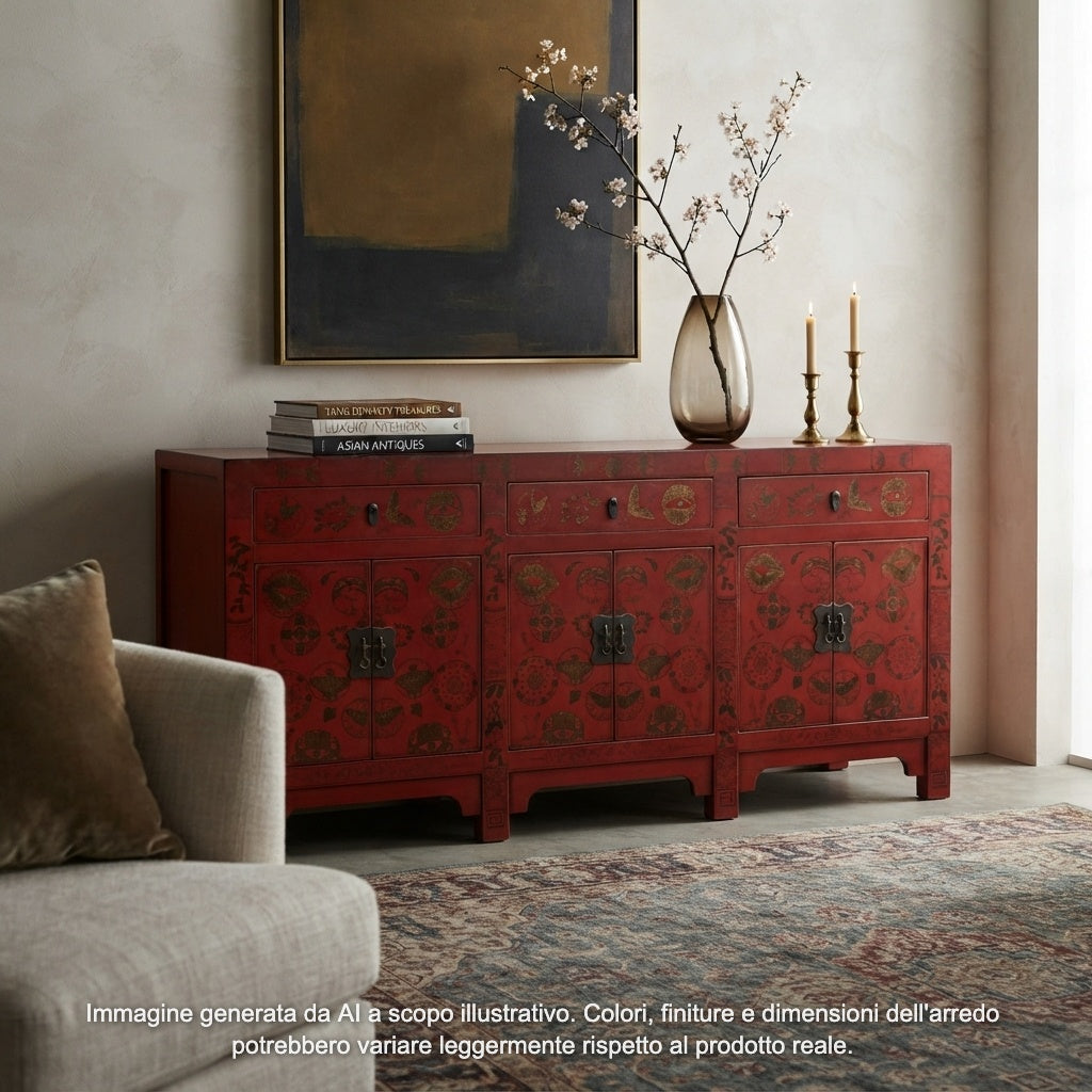 CREDENZA CINESE DI SHANXI A TRIPLO VANO