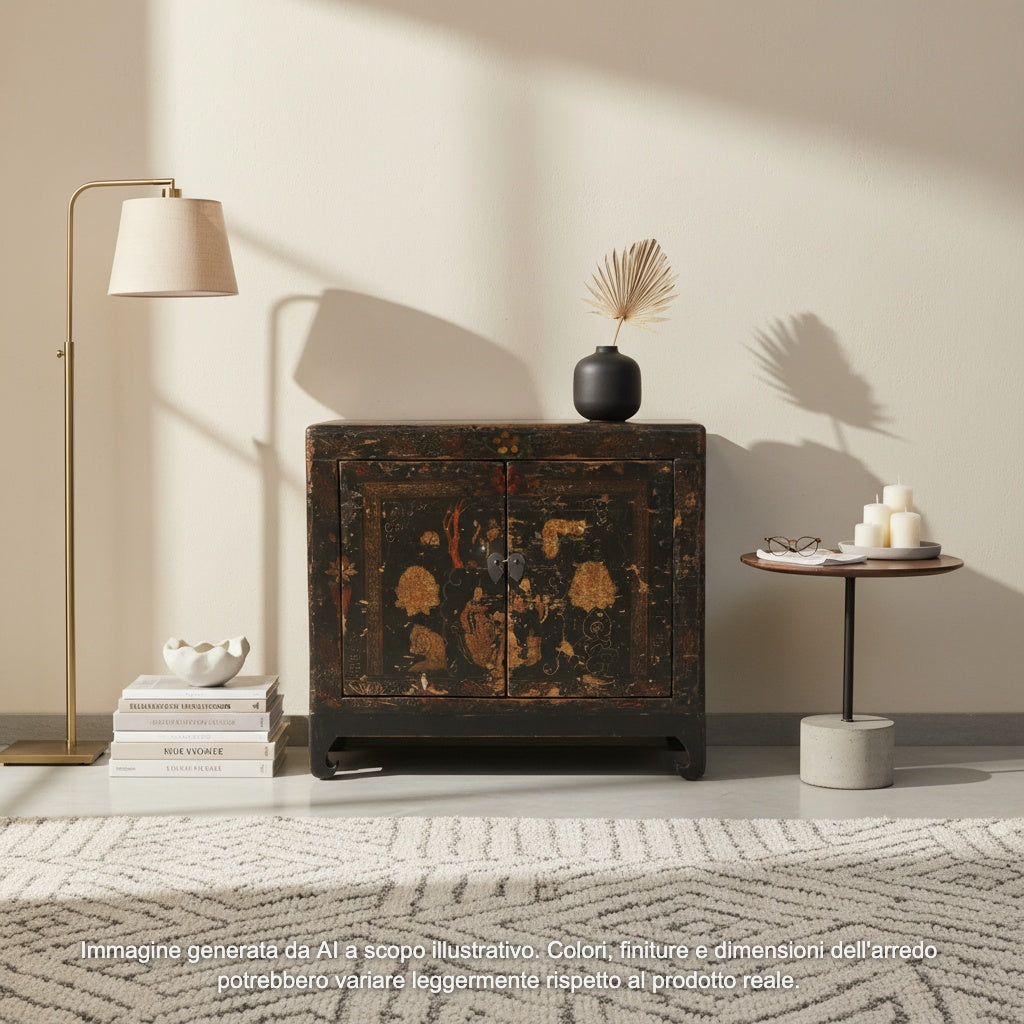 BAULE CINESE DECORATO CON APERTURA FRONTALE