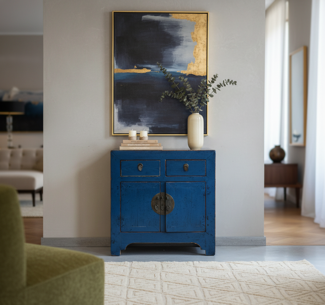 CREDENZINO CINESE LACCA BLU
