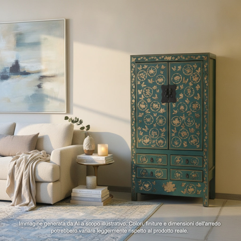ARMADIO SHANXI LACCATO E DECORATO