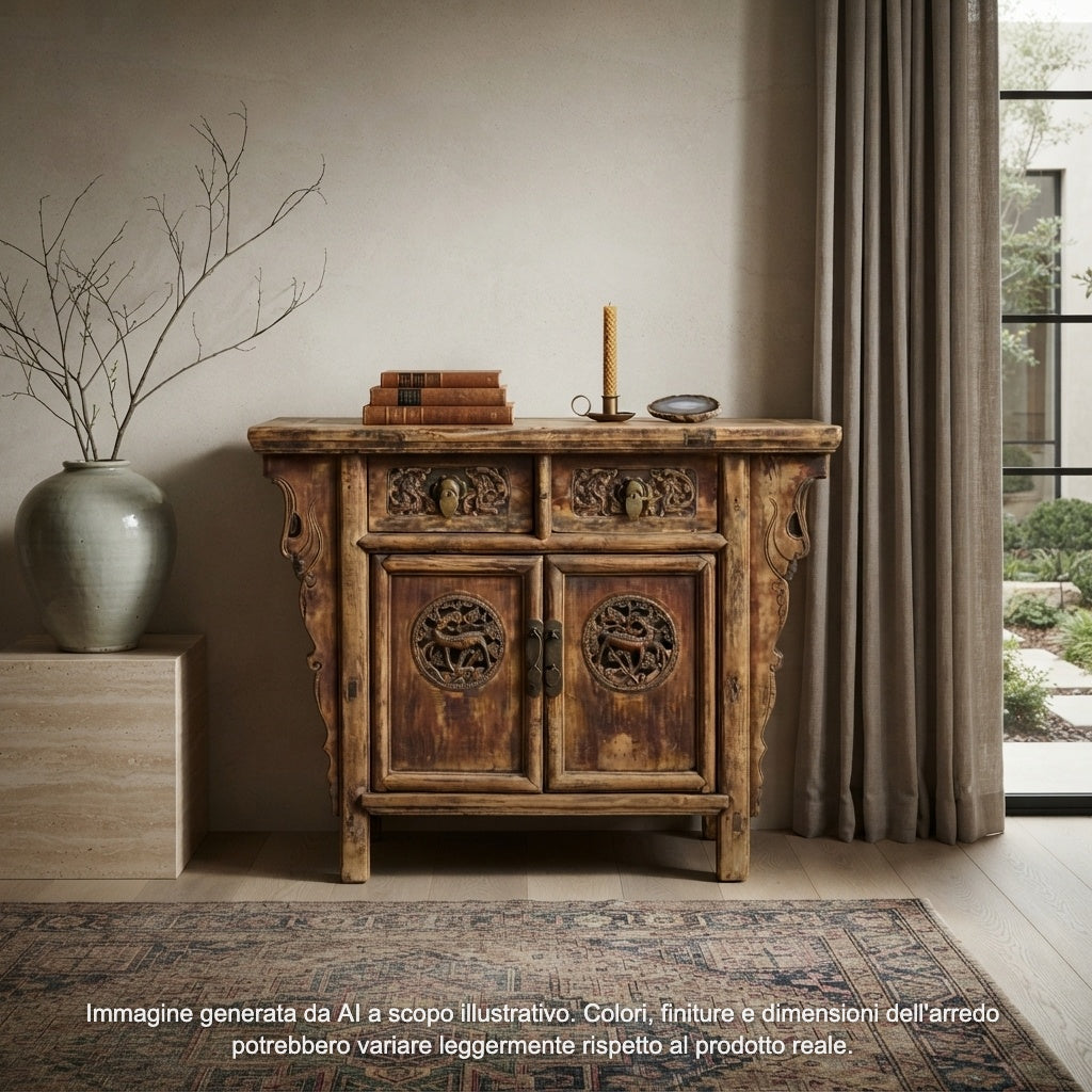 CREDENZA CINESE SHANDONG ALI INTAGLIATE