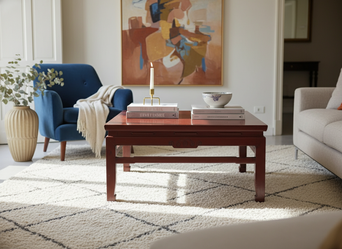 TAVOLO QUADRO CINESE LACCA BORDEAUX