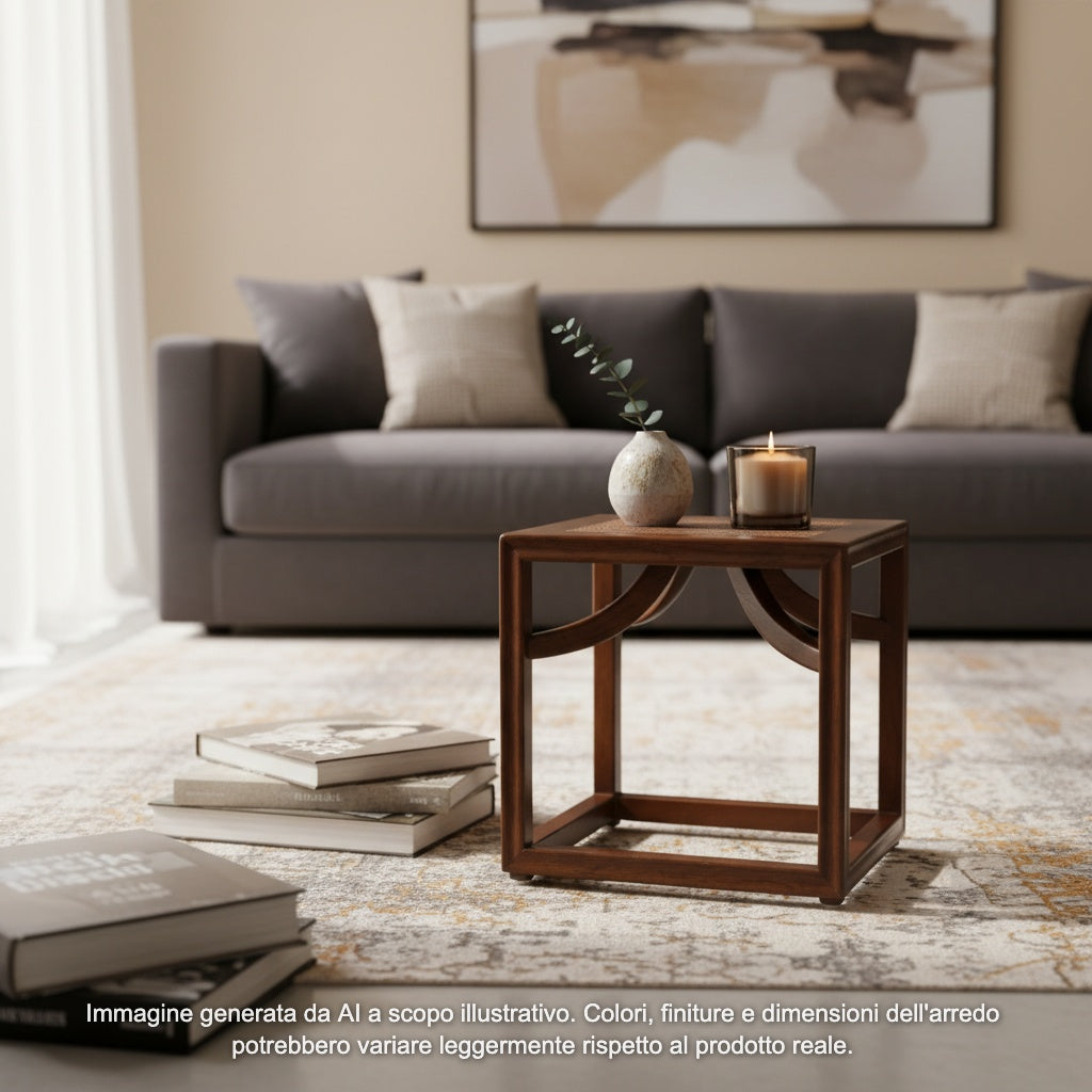 SGABELLO OLMO CINESE PIANO RATTAN