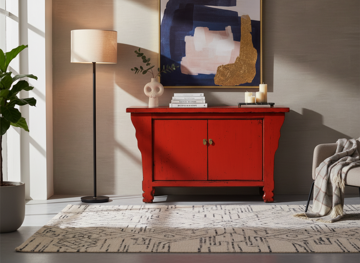 CREDENZA AD ALTARE 2A LACCA ROSSA