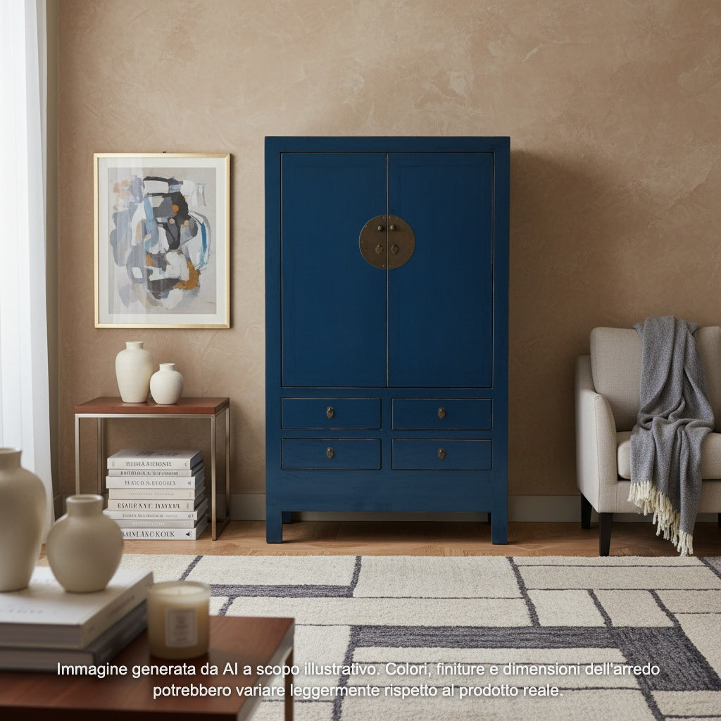 ARMADIO CINESE LACCA BLU