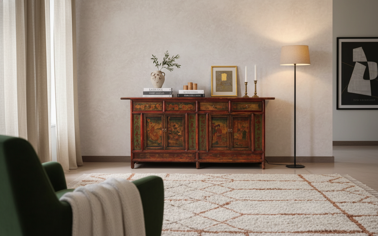 CREDENZA MONGOLIA ANTE E CASSETTI TOP AGGETTANTE