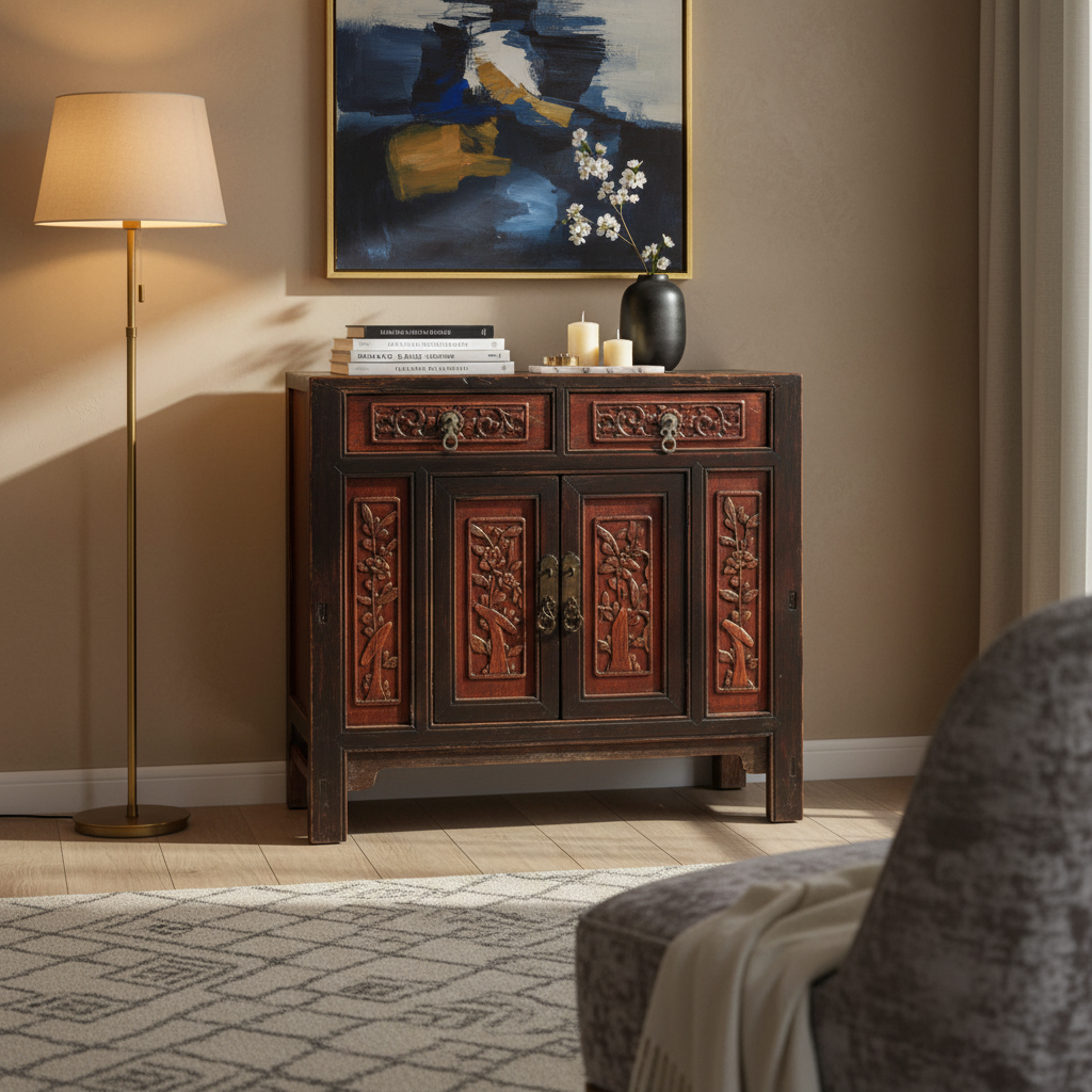 CREDENZINO FUJIAN CON INTAGLI