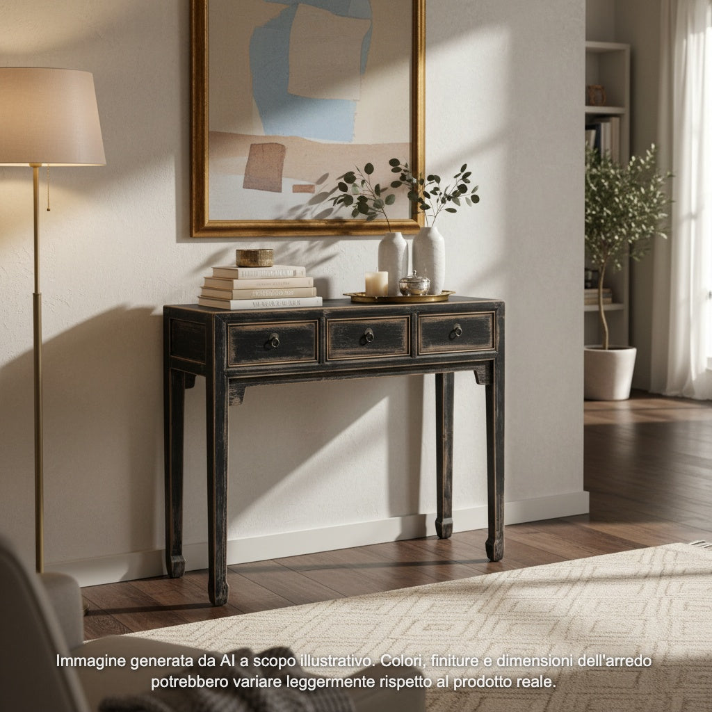 CONSOLLE CINESE 3C LACCA NERA