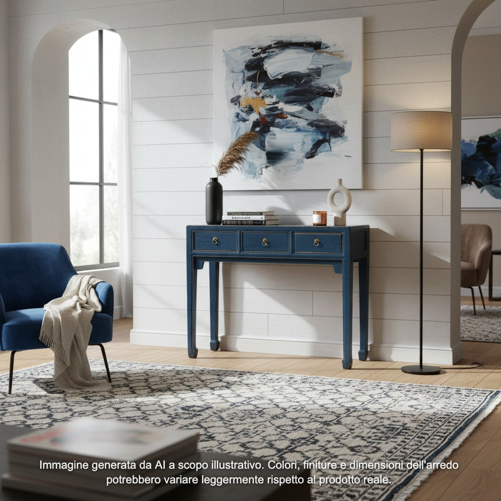 CONSOLLE CINESE LACCA BLU 3C
