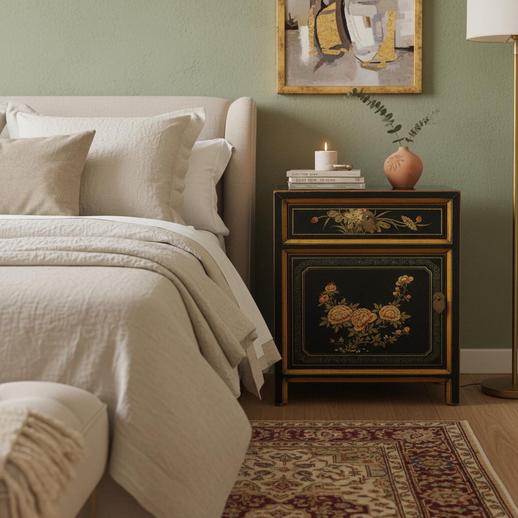 COMODINO MONGOLO DECORATO