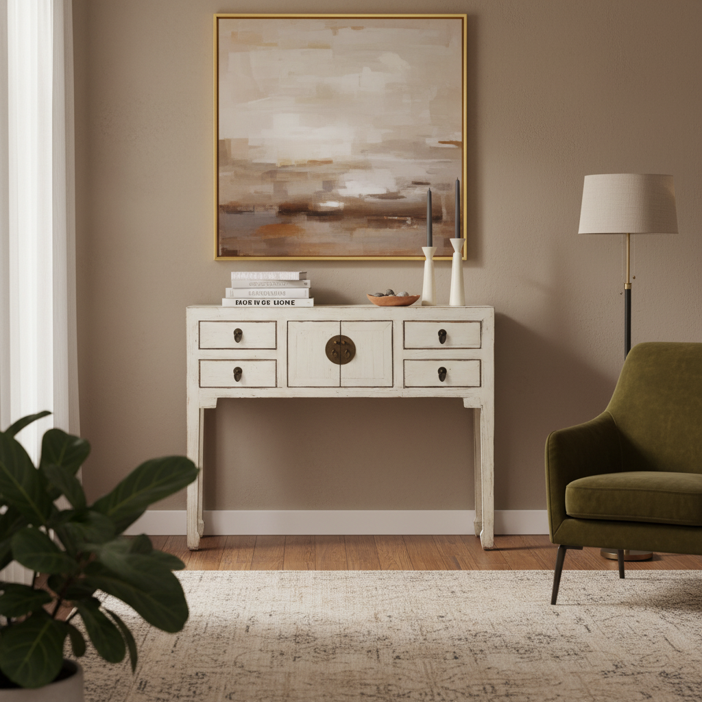 CONSOLLE CINESE LACCA BIANCA