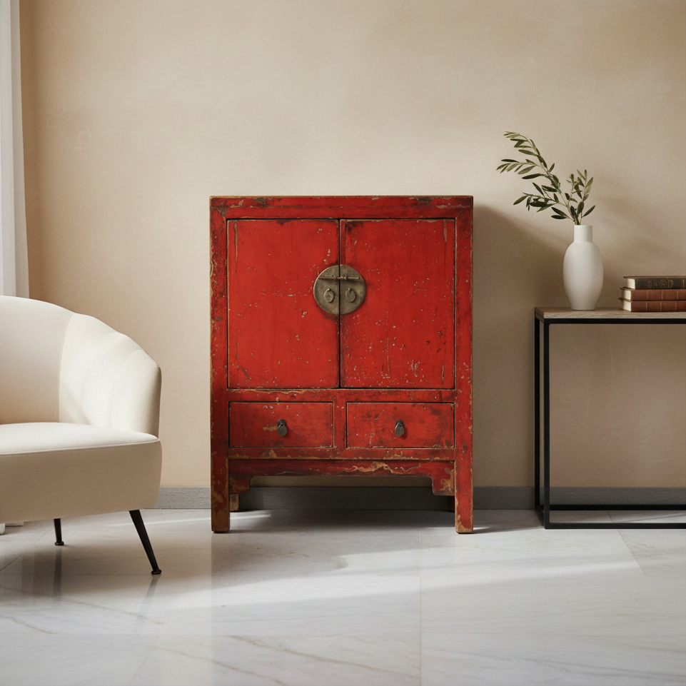 ALTO CREDENZINO CINESE LACCA ROSSA