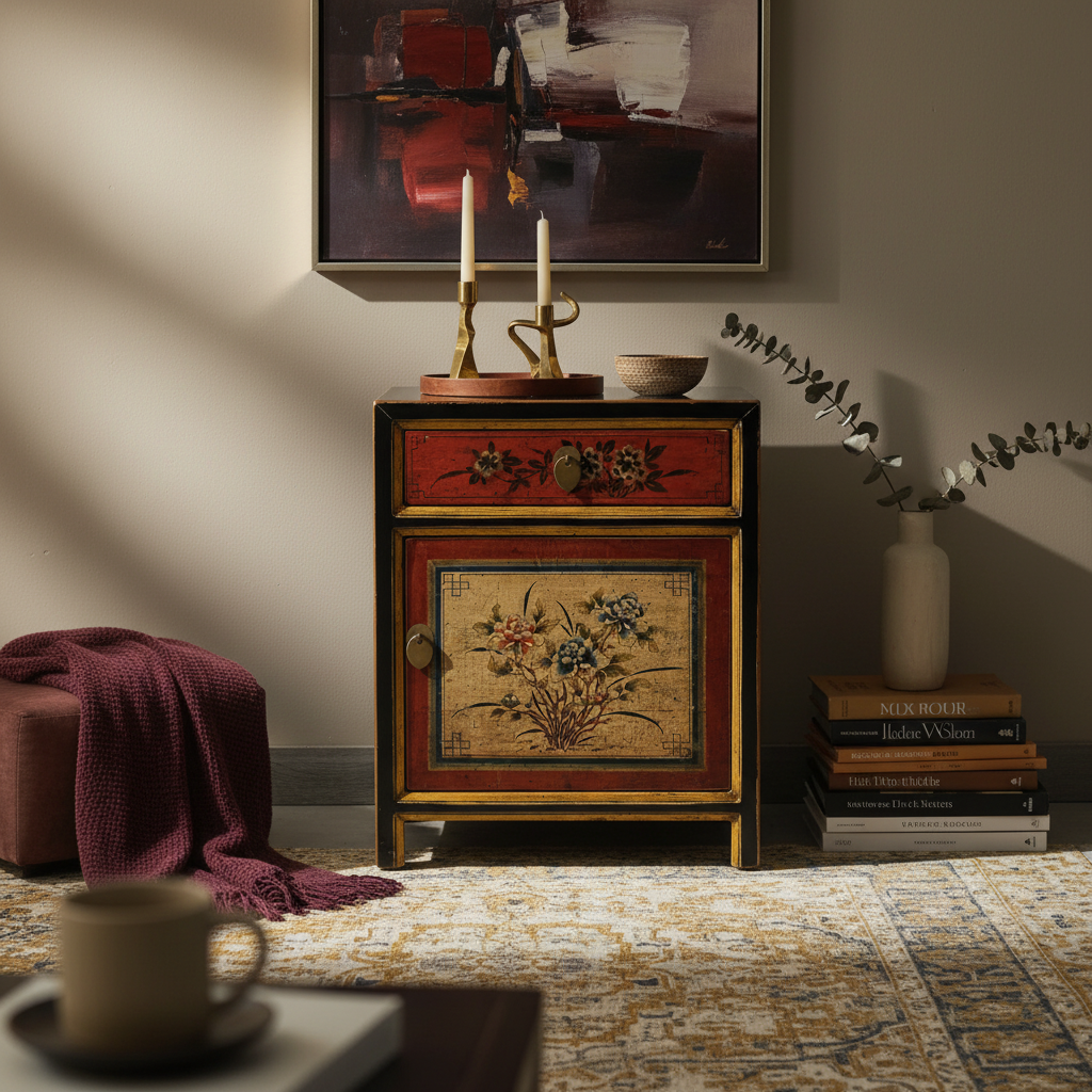 COMODINO MONGOLO DECORATO