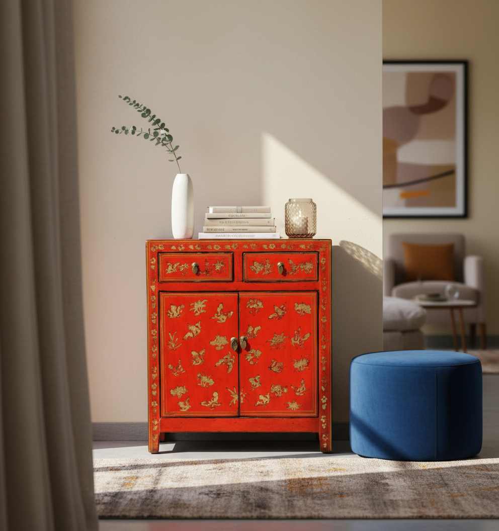 CREDENZINA SHANXI ROSSA DECORATA