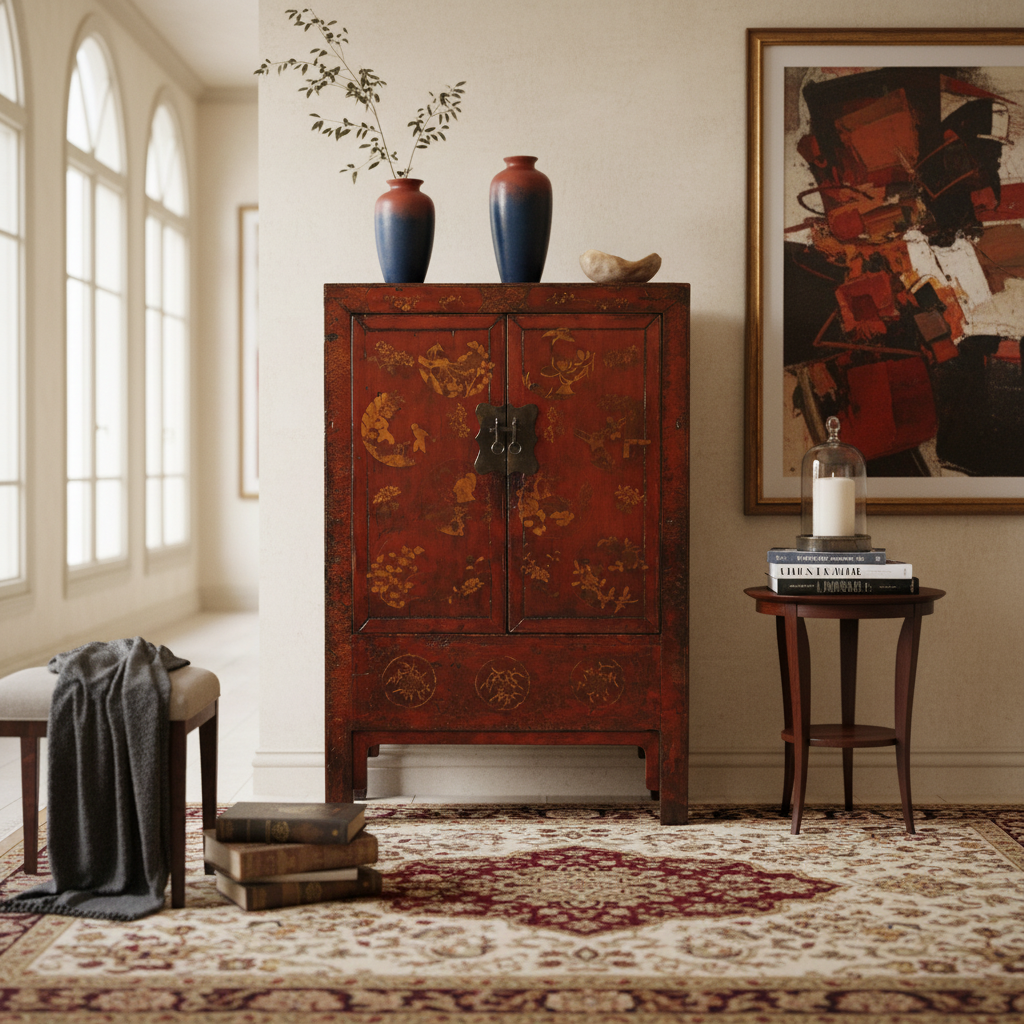 ARMADIO SHANXI ROSSO DECORATO