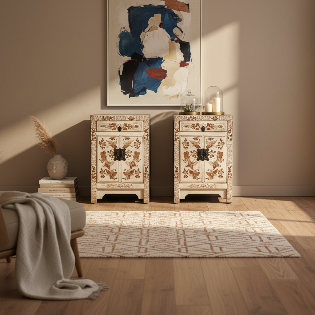 COMODINI CINESI SHANXI LACCA DECORATA