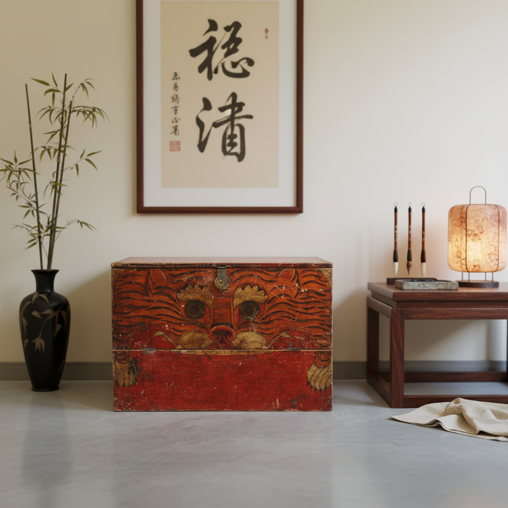 BAULE DEL QINGHAI CON DECORO TIGRE