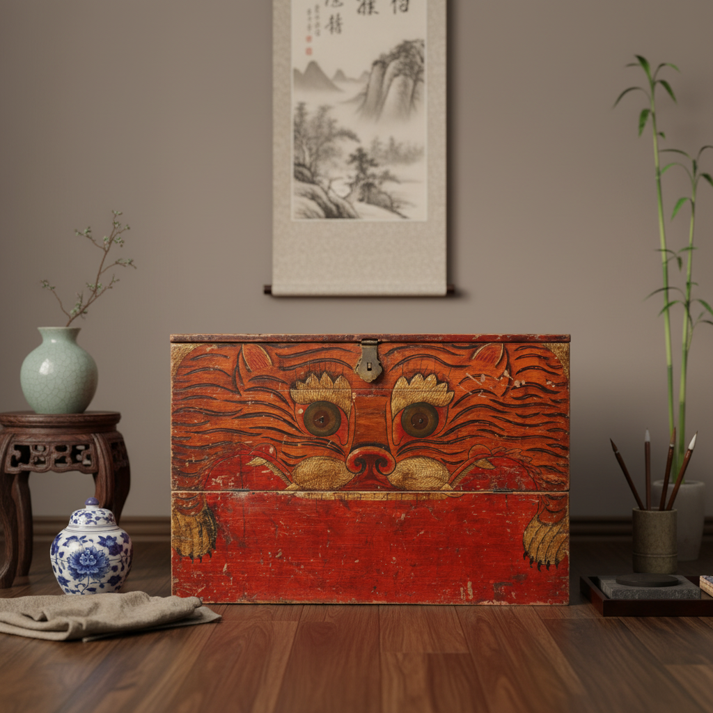 BAULE DEL QINGHAI CON DECORO TIGRE