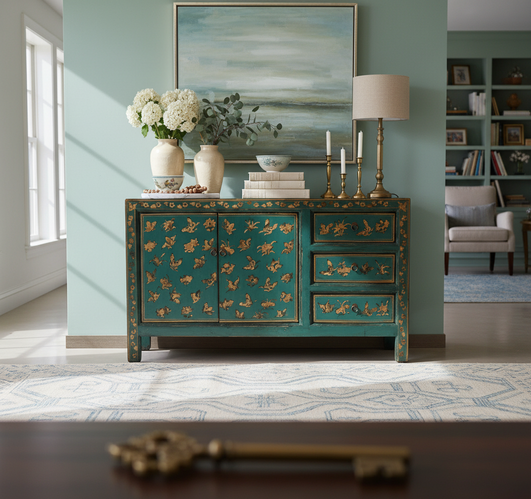 MADIA SHANXI IN LACCA DECORATA ANTE E CASSETTI