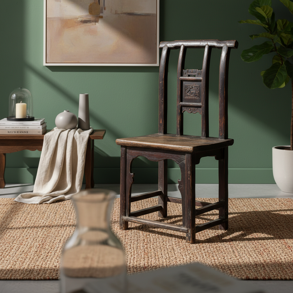 SEDIA DEL FUJIAN SCHIENALE CON FORMELLA INTAGLIATA