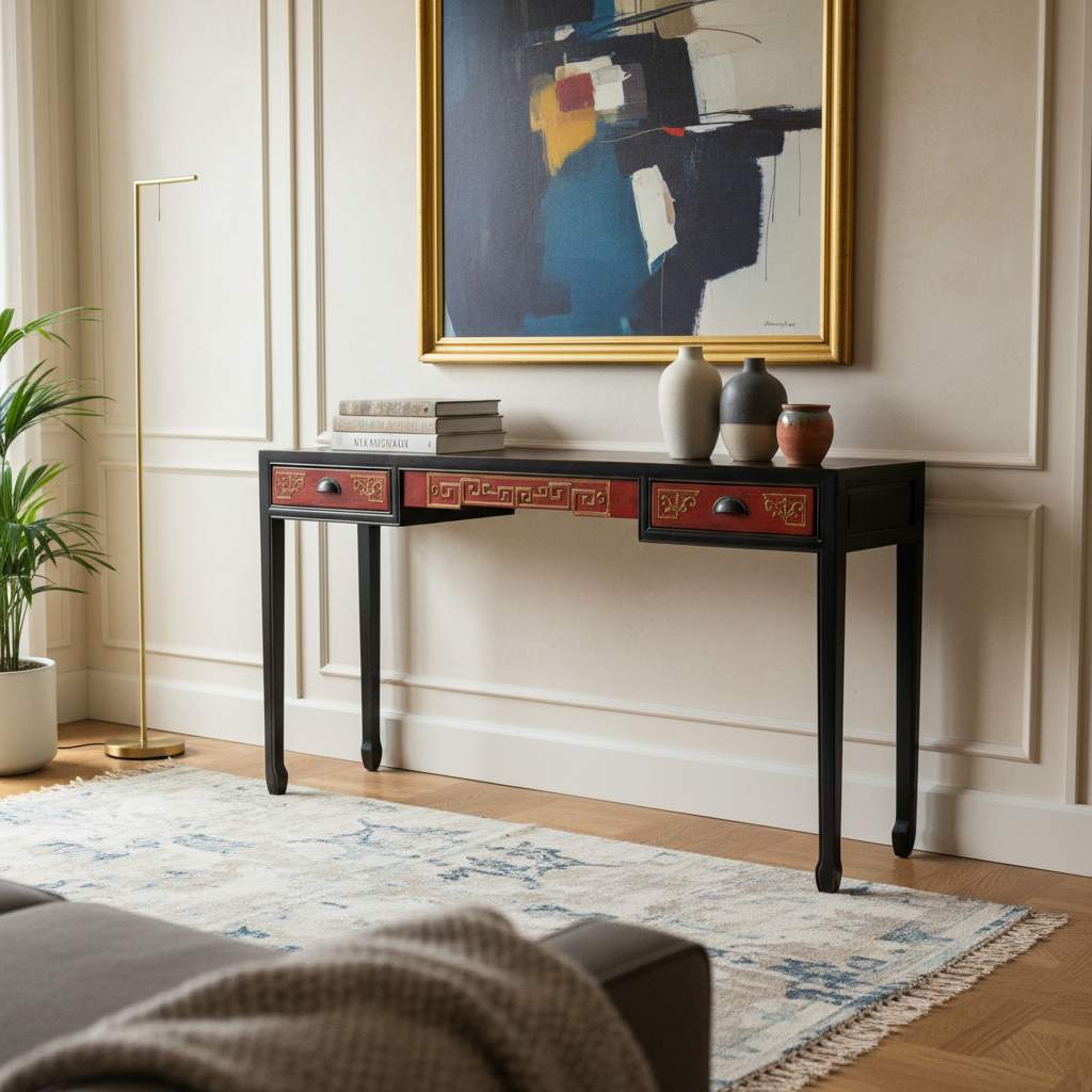 STRETTA CONSOLLE 2 CASSETTI E INTAGLI