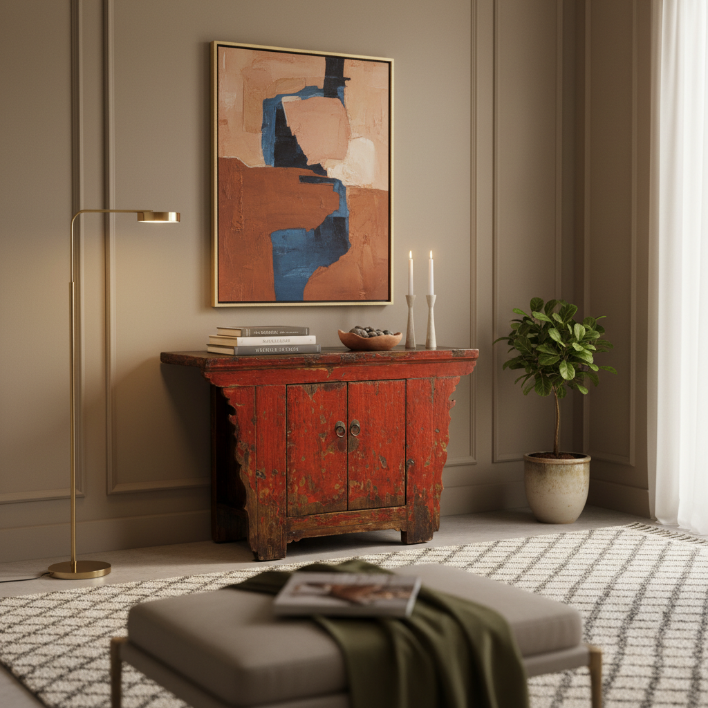 CREDENZINO AD ALTARE CINESE LACCA ROSSA