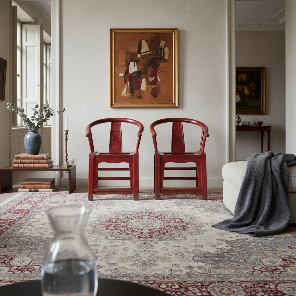 SEDIA CINESE A POZZETTO LACCA ROSSA