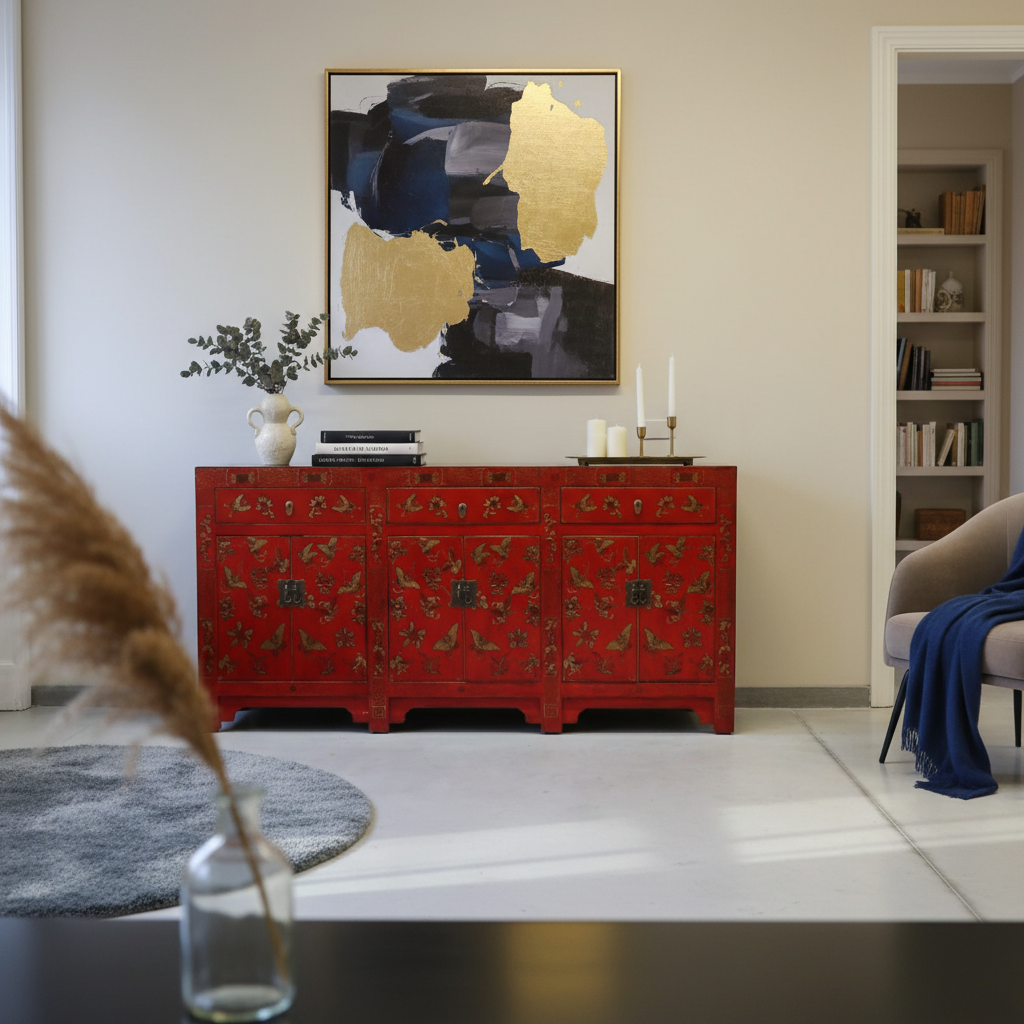 CREDENZA CINESE DI SHANXI A TRIPLO VANO