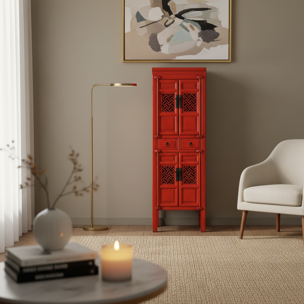 ARMADIETTO LACCA ROSSA ANTE A GRATA