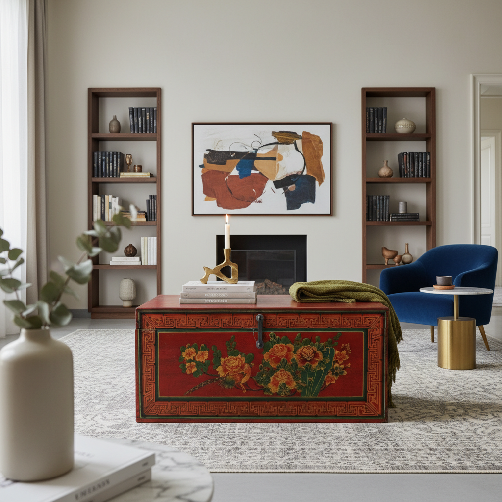 BAULE MONGOLIA DECORO FLOREALE